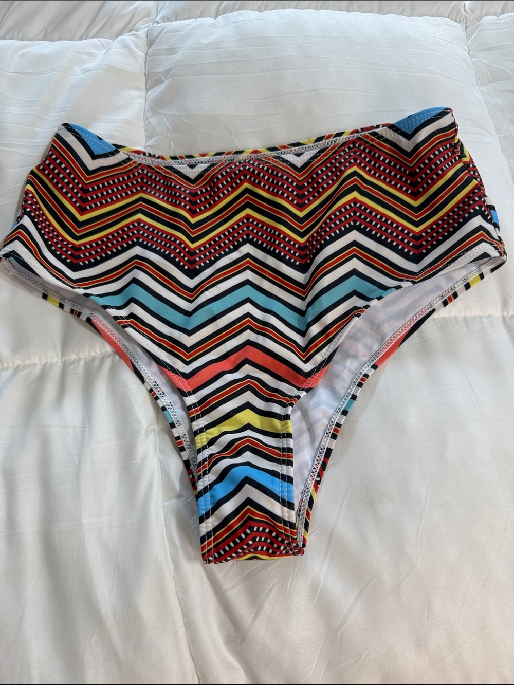 SHEIN Multicolor Chevron High-Waist Bikini Bottoms
